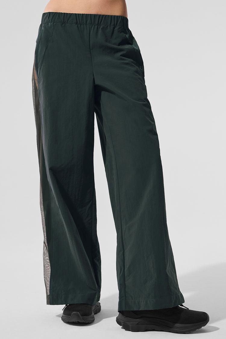 High-Waist Origin Wide Leg Track Pant - Charcoal Green Product Image