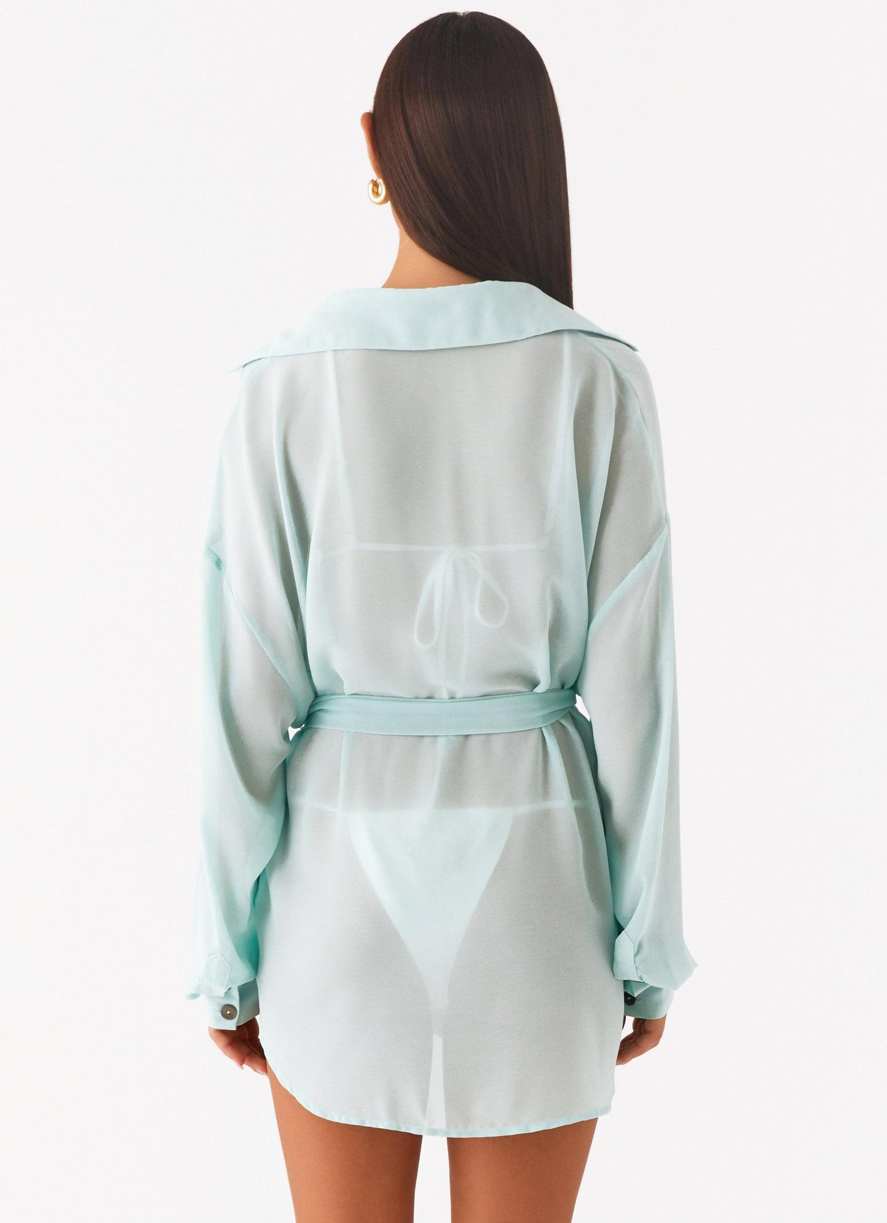 Miley Oversized Chiffon Shirt - Pale Blue Product Image