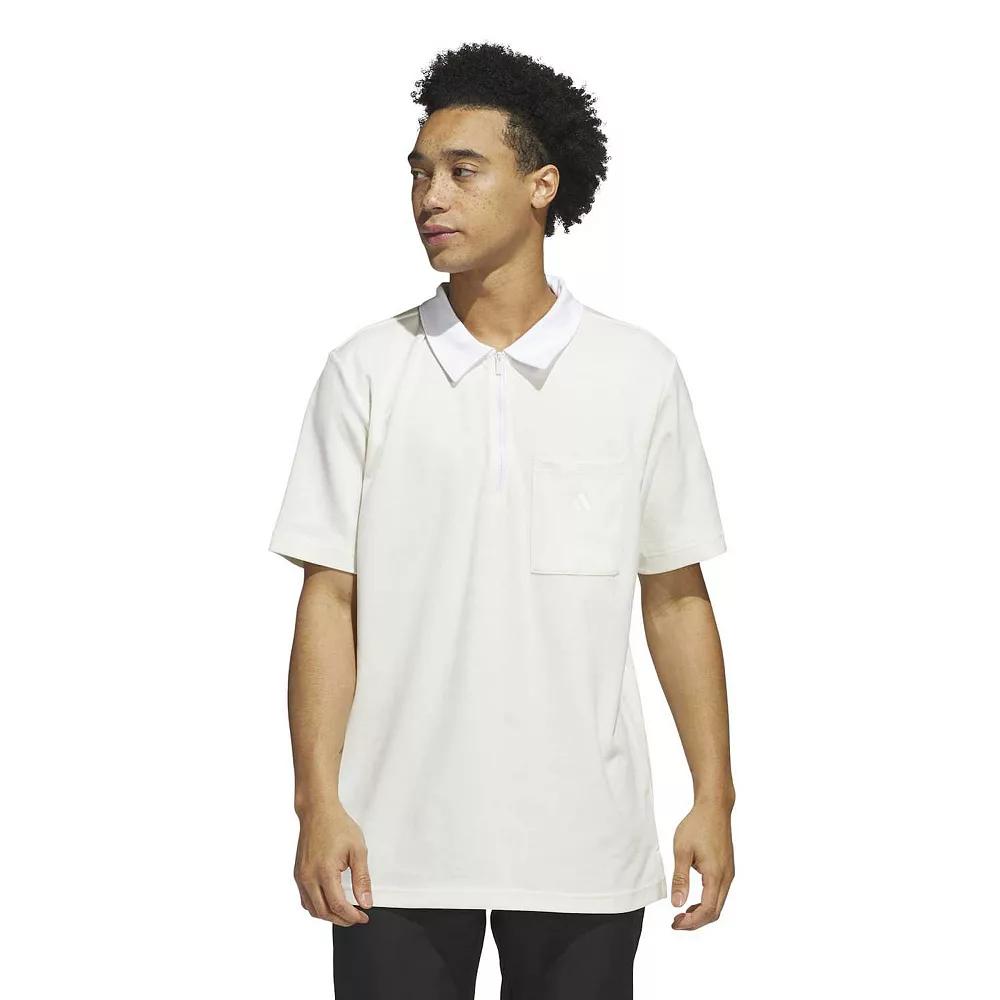 Men's adidas Essentials Quarter Zip Sportswear Polo Shirt, Size: Large, Off White Product Image