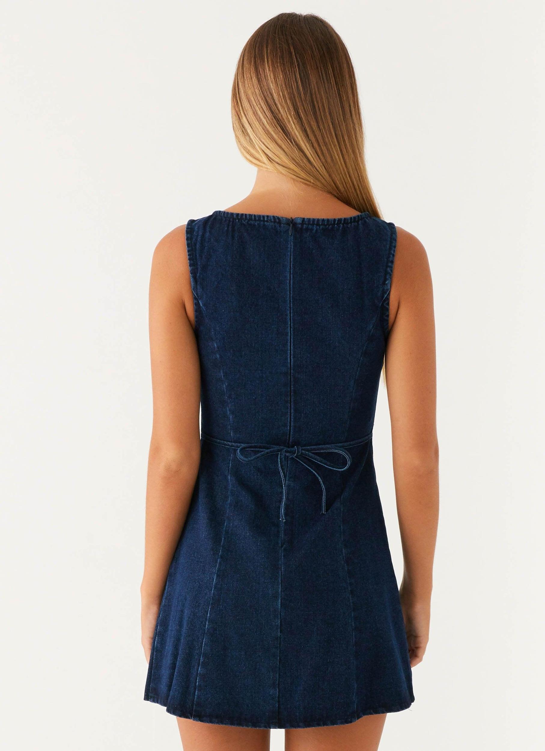 Rochelle Denim Mini Dress - Blue Product Image