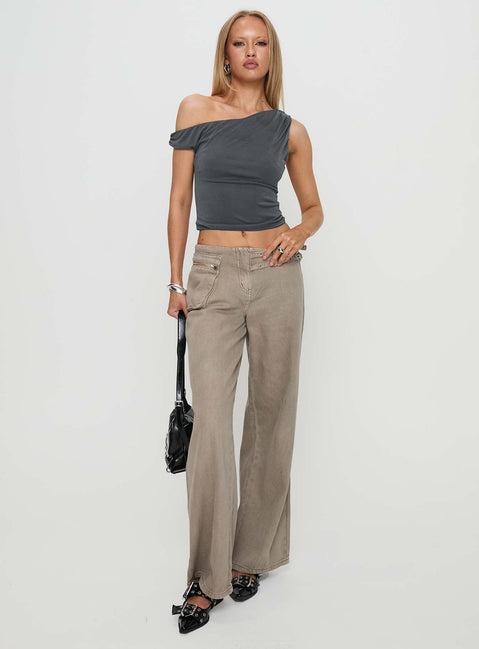 Danette One Shoulder Top Slate Product Image