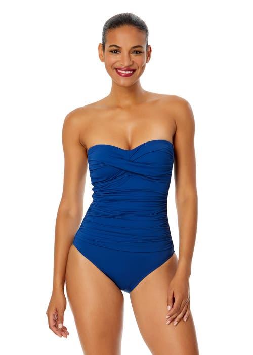 Anne Cole Women's Twist Front Shirred One Piece Swimsuit in Slate Blue at Nordstrom, Size 6 Product Image