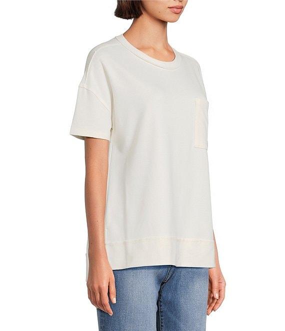 Westbound Petite Size Knit Short Sleeve Crew Neck Pocket Tee Product Image