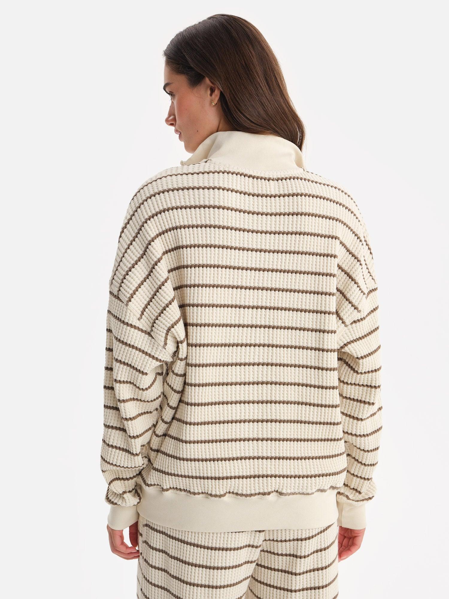 Organic Waffle Collared Half-Zip Sweatshirt Female Product Image