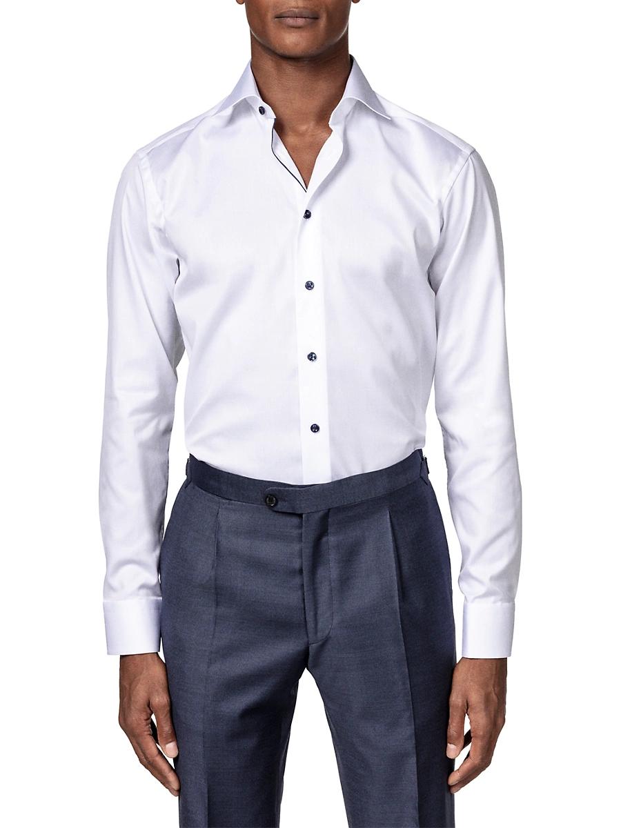 Mens Contemporary-Fit Twill Dress Shirt with Grey Details Product Image