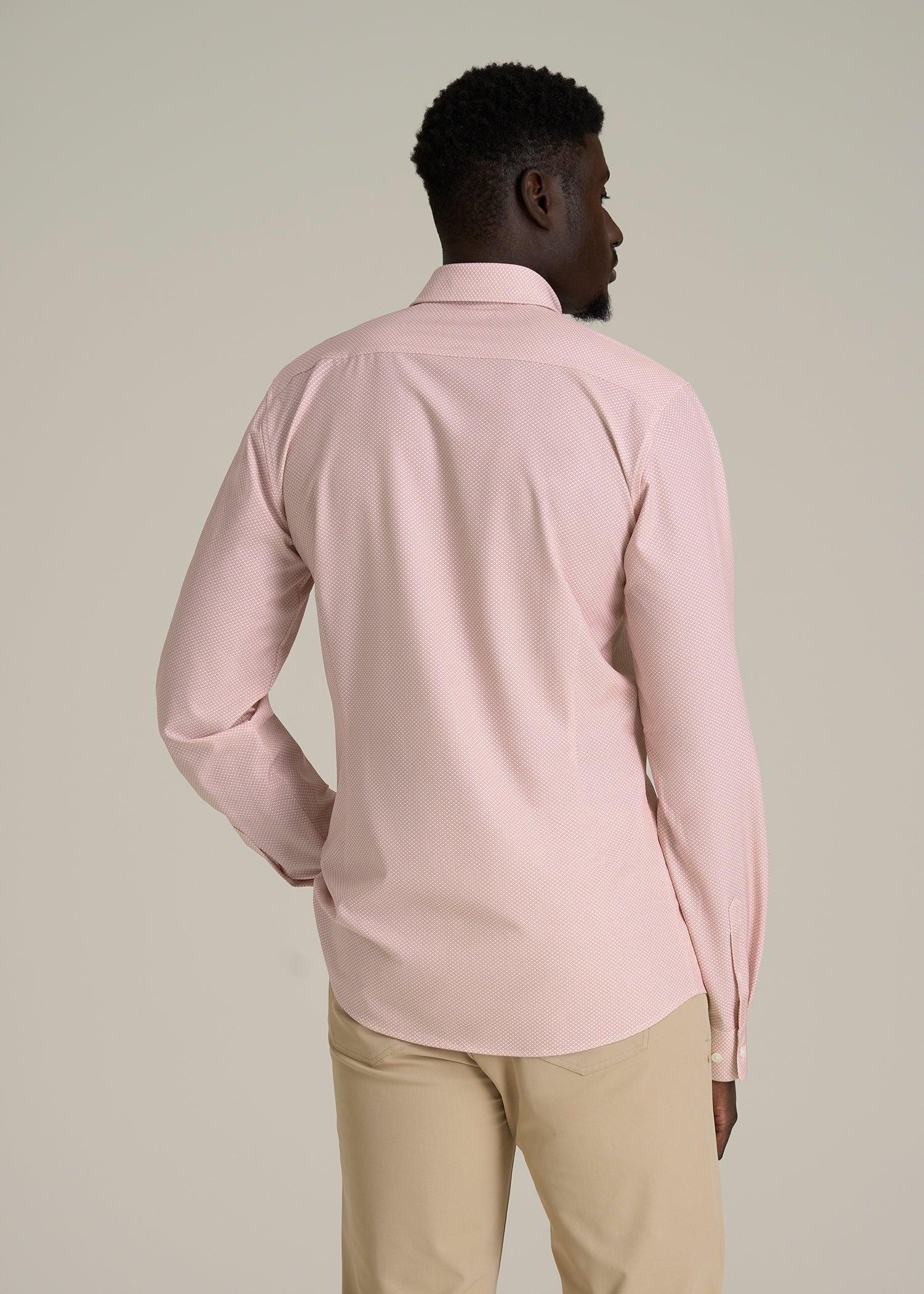 Traveler Stretch Dress Shirt for Tall Men in Light Orange Geometric Male Product Image
