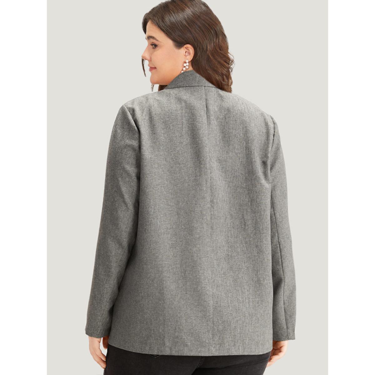 Plus Size Solid Suit Collar Patched Pocket Blazer DimGray Women Dailywear Plain Plain Sleeve Long Sleeve Suit Collar 18-20/2X Pocket Casual Blazers BloomChic Product Image