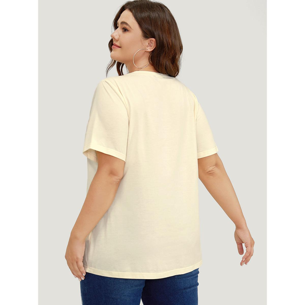 Plus Size Horse & Letter Print Round Neck Graphic Tee Apricot Women Casual Western Dailywear T-shirts BloomChic 18-20/2X Product Image