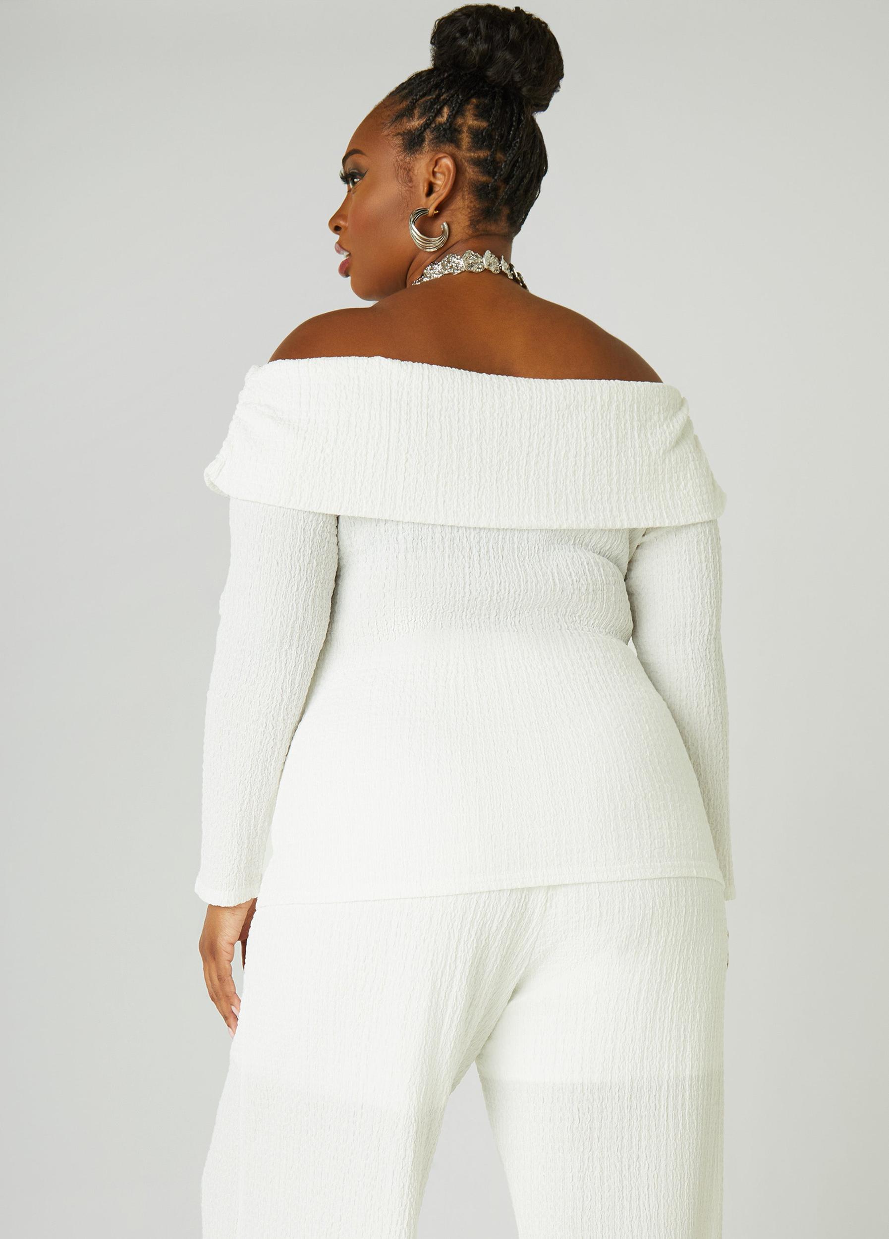 Plus Size Textured Off The Shoulder Top Ashley Stewart Product Image