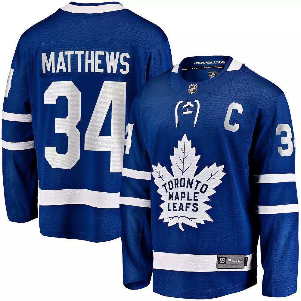 Men's Fanatics Auston Matthews Blue Toronto Maple Leafs Captain Patch Home Breakaway Player Jersey,  Product Image