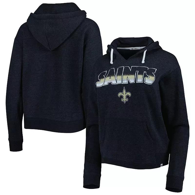 Women's '47 Black New Orleans Saints Color Rise Kennedy Notch Neck Pullover Hoodie,  Product Image