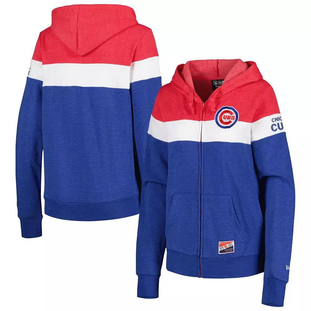 Women's New Era Heather Royal Chicago Cubs Colorblock Full-Zip Hoodie Jacket, Size: Medium, Blue Product Image