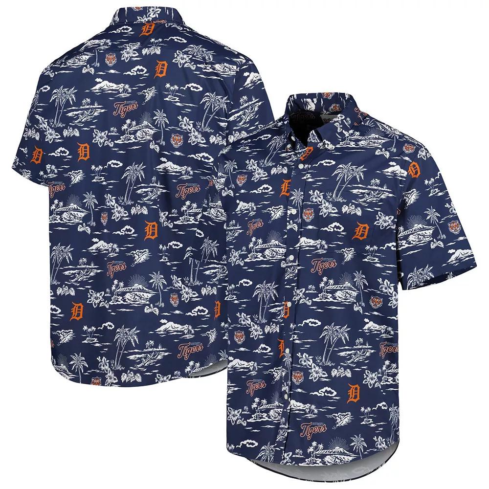 Men's Reyn Spooner Navy Detroit Tigers Kekai Performance Button-Up Shirt, Size: 2XL, Blue Product Image