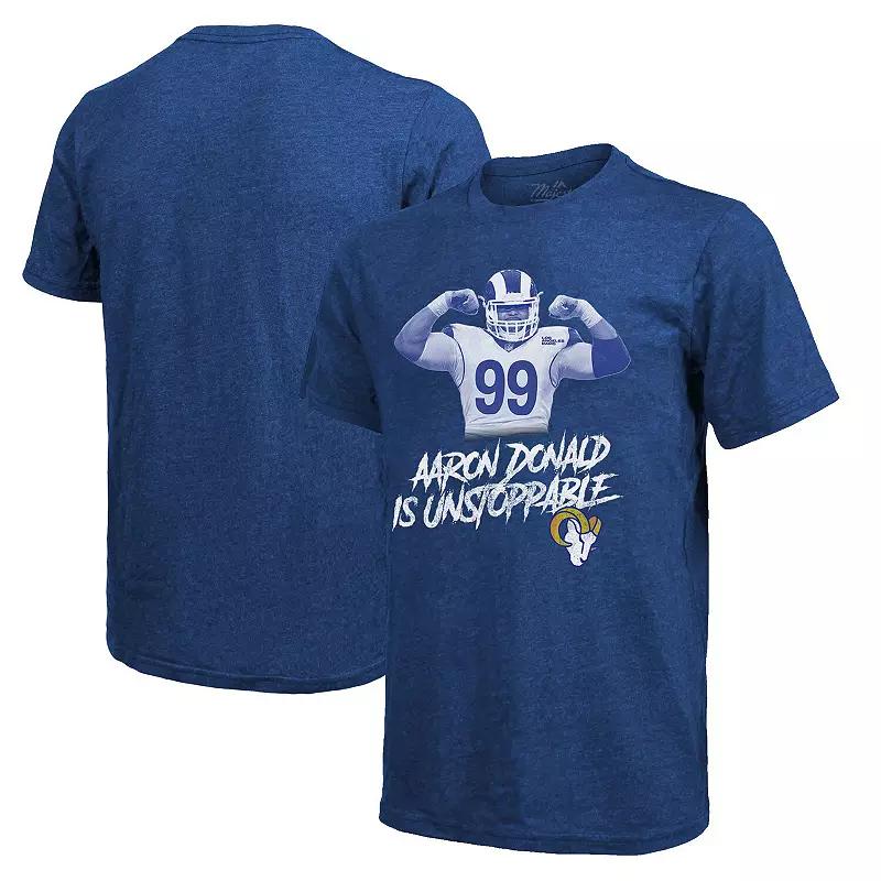 Men's Majestic Threads Aaron Donald Royal Los Angeles Rams Tri-Blend Player T-Shirt,  Product Image