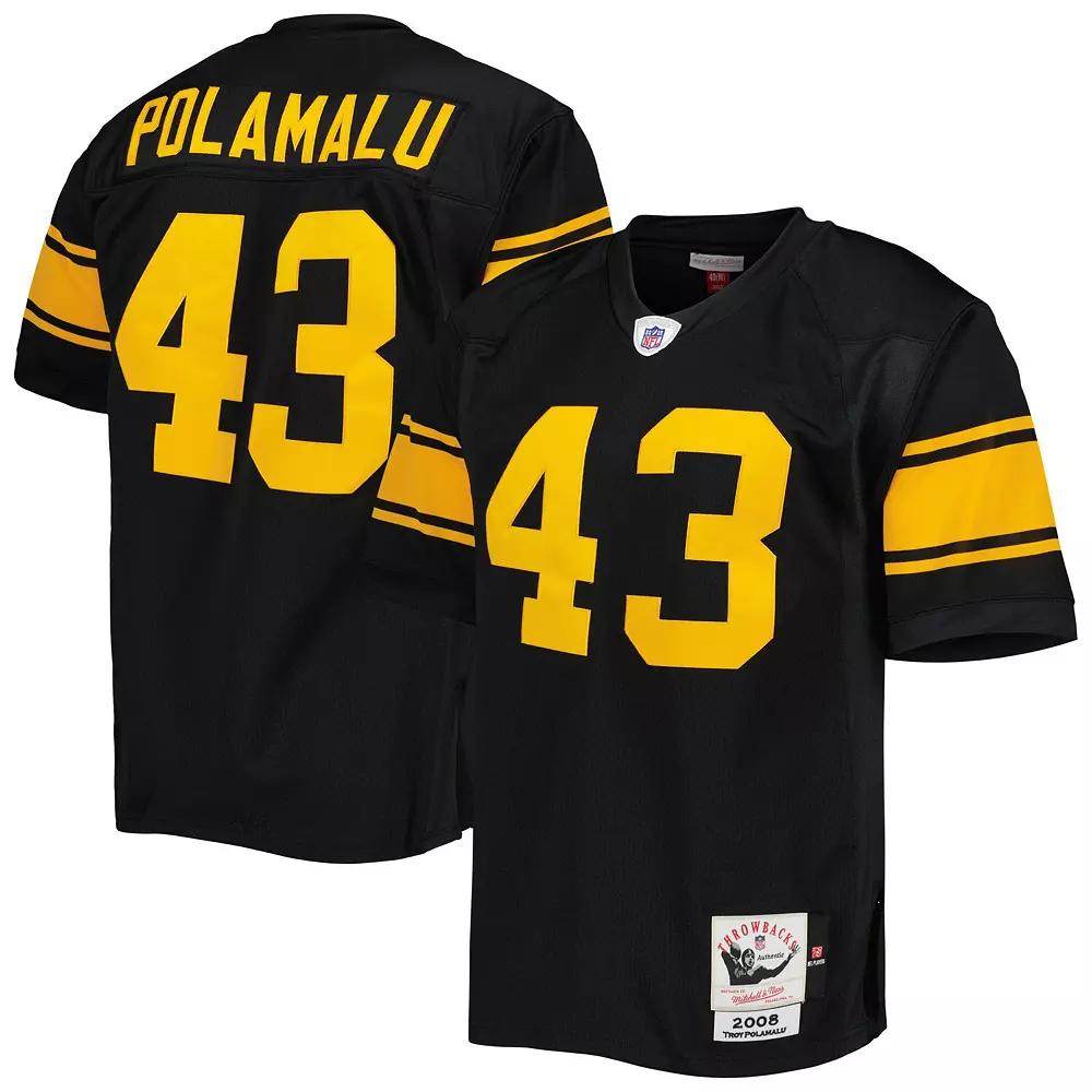 Men's Mitchell & Ness Troy Polamalu Black Pittsburgh Steelers 2008 Alternate Authentic Retired Player Jersey, Size: 40 Product Image
