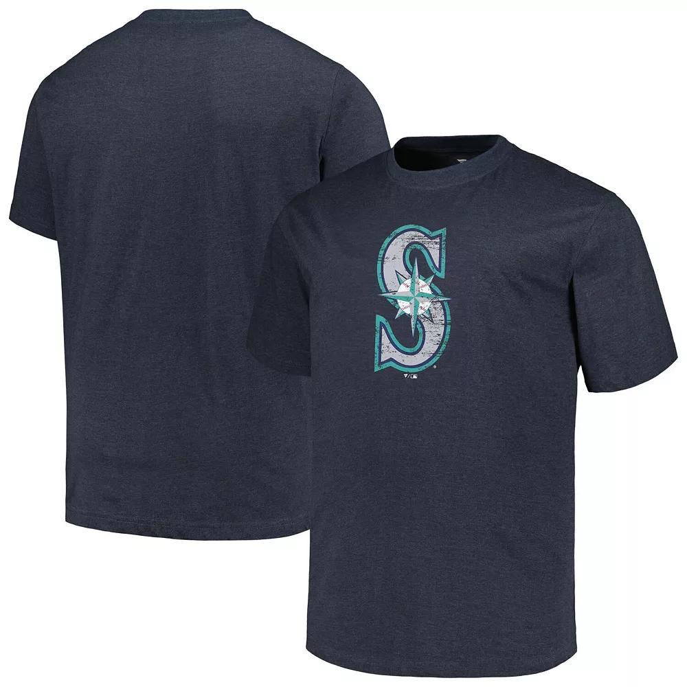 Men's Profile Heather Navy Seattle Mariners Big & Tall Weathered Logo T-Shirt,  Product Image