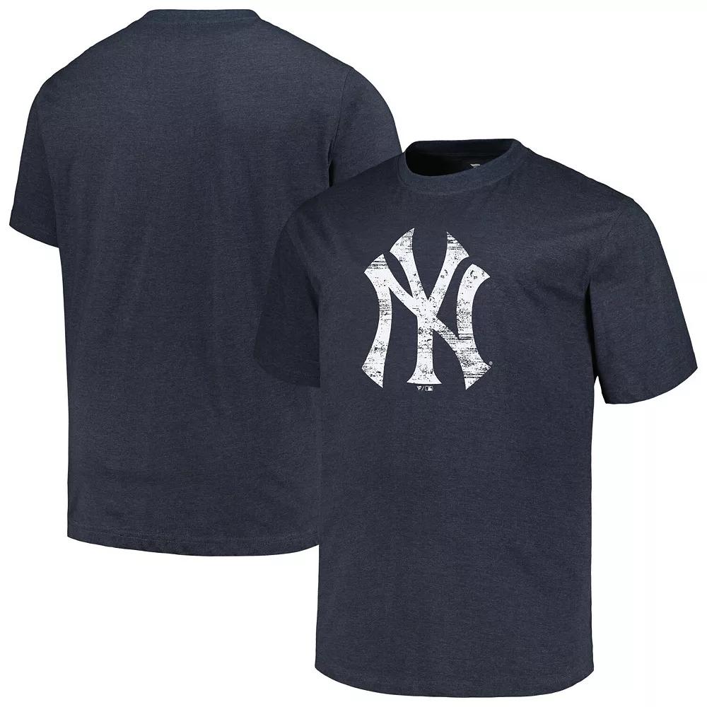 Men's Profile Heather Navy New York Yankees Big & Tall Weathered Logo T-Shirt, Size: 6XB, Blue Product Image