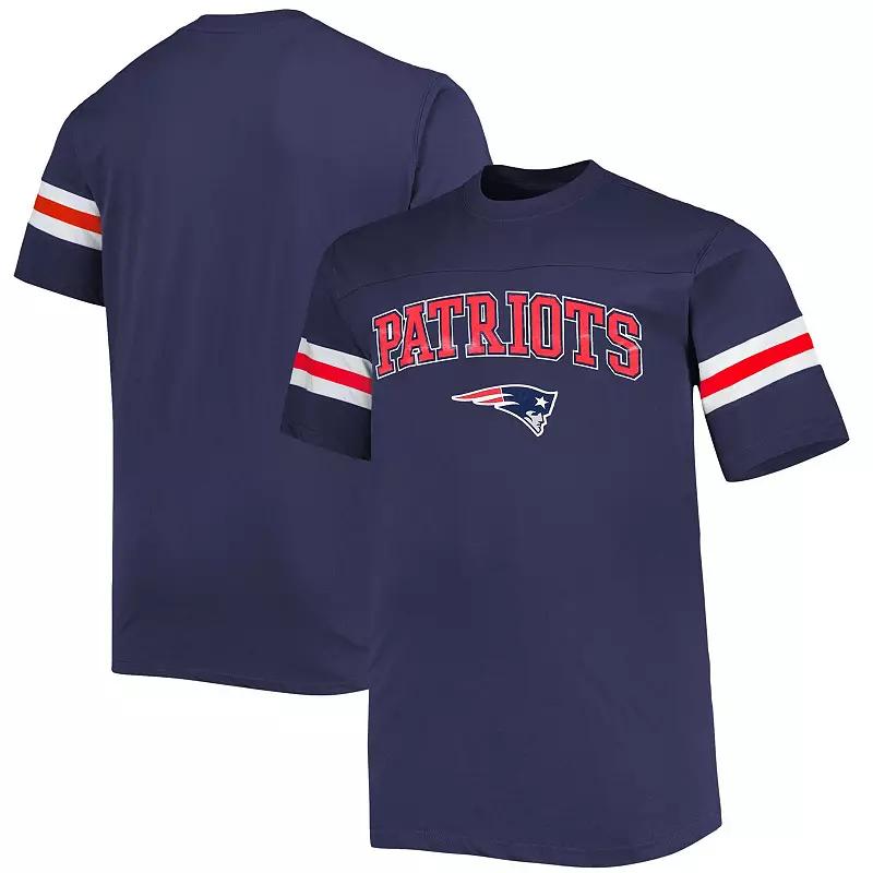 Men's Navy New England Patriots Big & Tall Arm Stripe T-Shirt,  Product Image