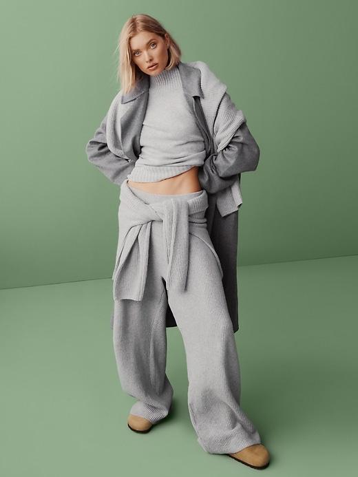 CashSoft Shaker-Stitch Sweater Pants Product Image