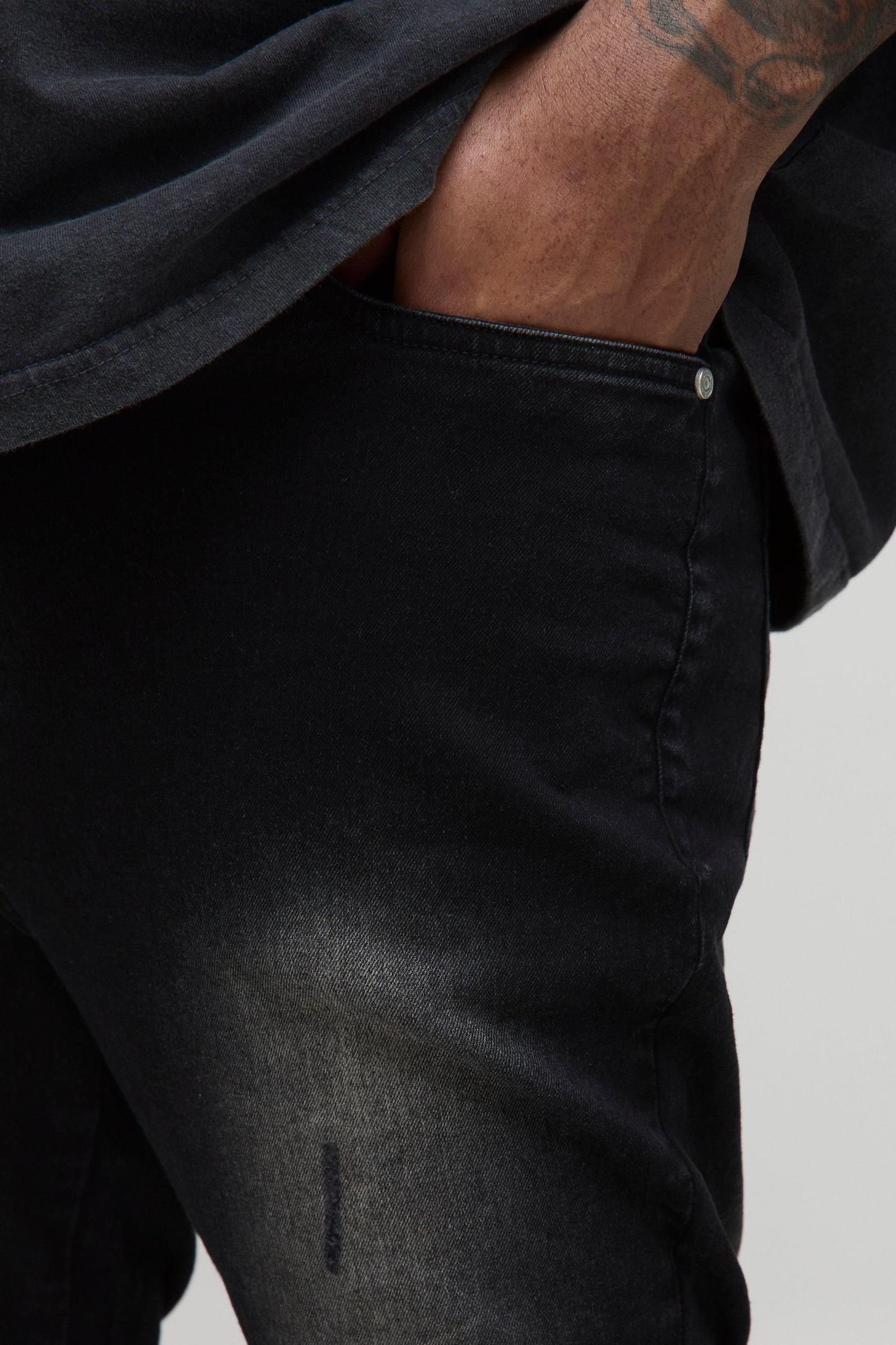 Plus Ripped Zip Hem Super Skinny Jeans | boohooMAN USA Product Image