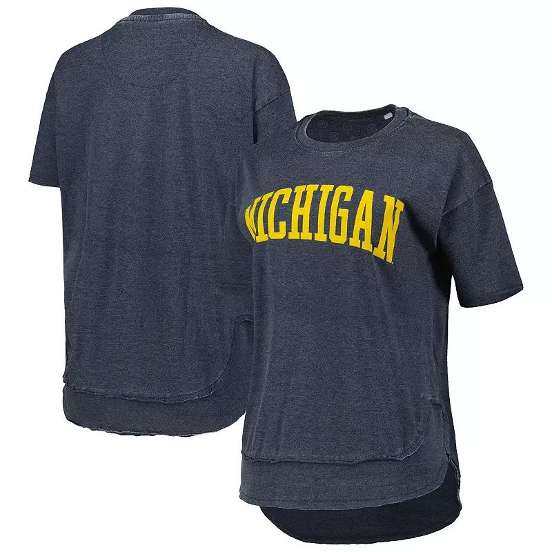 Women's Pressbox Heathered Navy Michigan Wolverines Arch Poncho T-Shirt,  Product Image