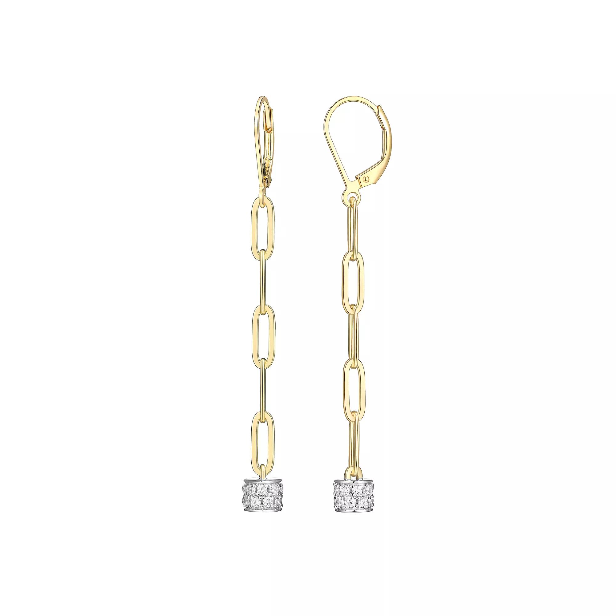 18k Gold Over Silver Cubic Zirconia Link Drop Earrings, Women's, 18k Gold Plated Product Image