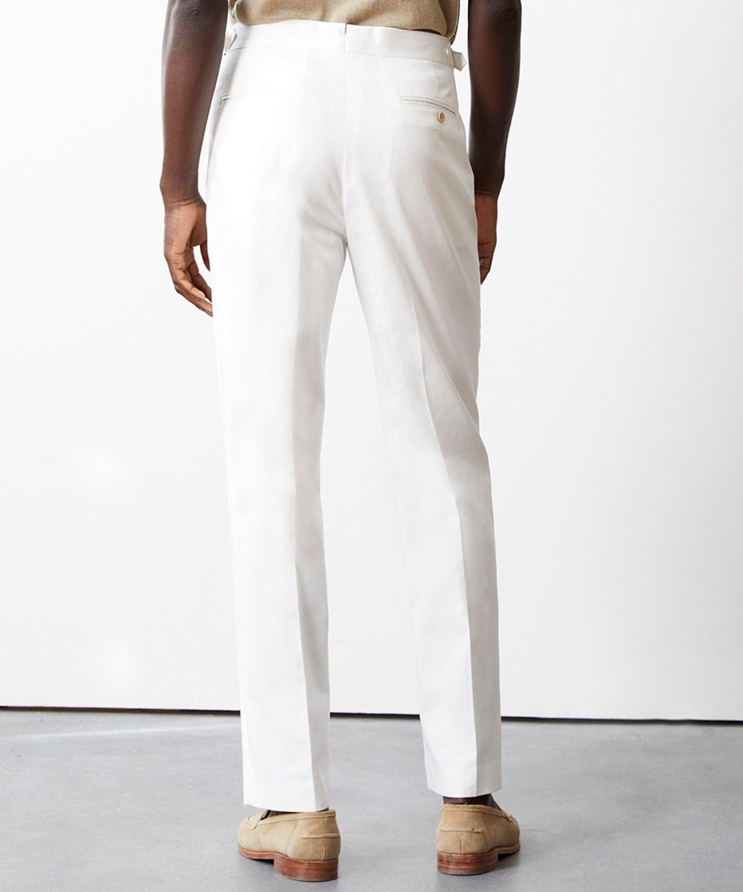 Lightweight Cotton Side Tab Trouser in White Product Image
