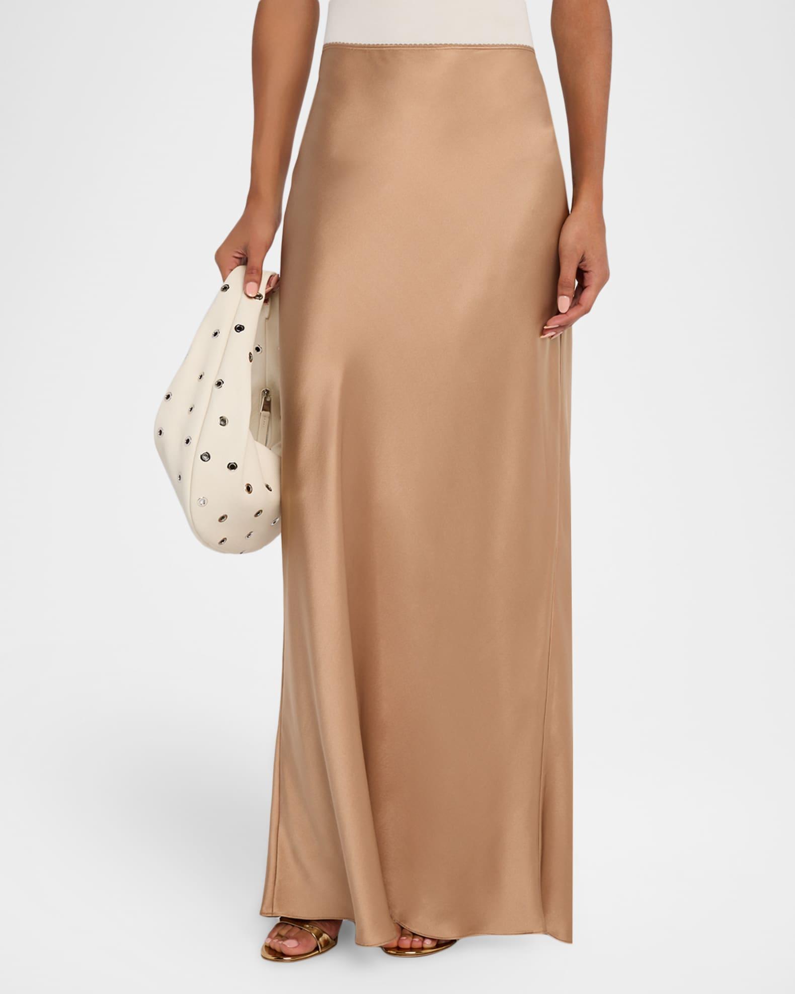 Grace Scallop-Trim Bias Cut Maxi Skirt Product Image