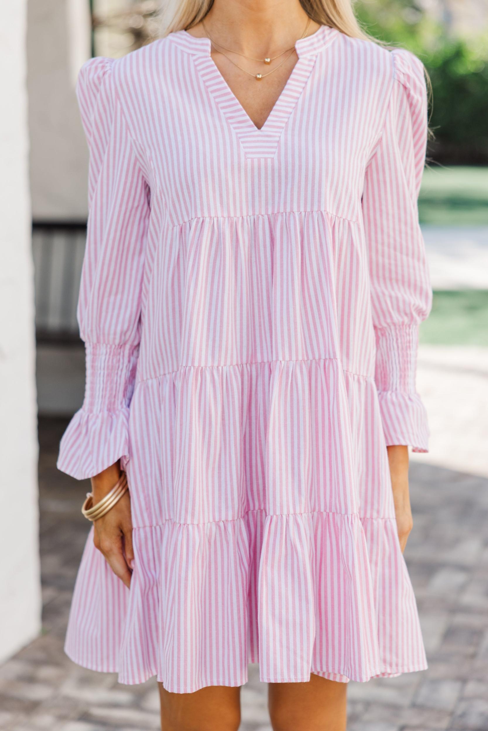 In Your Happy Place Striped Pink Striped Dress Female Product Image