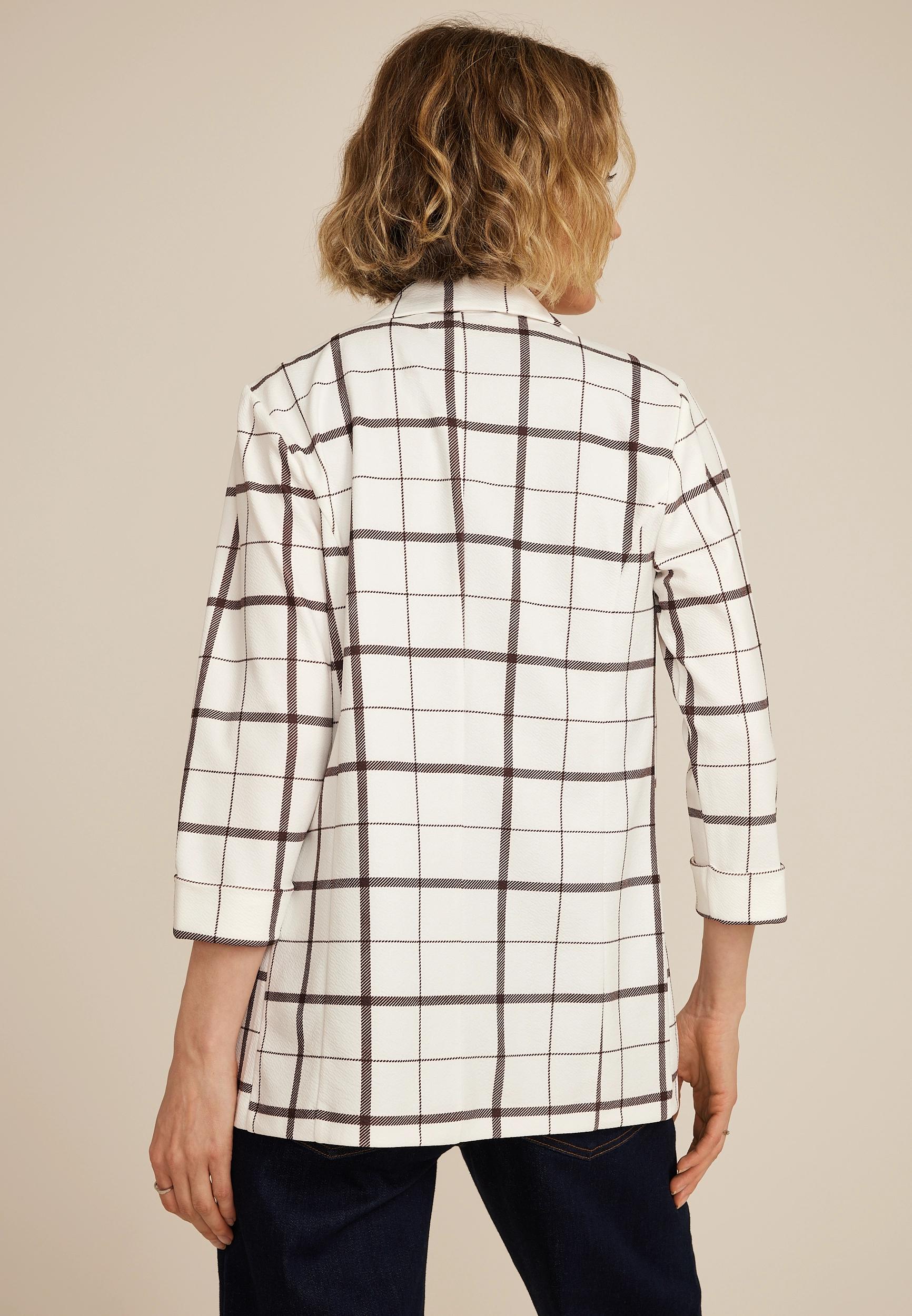 Plaid Versa 3/4 Sleeve Blazer Product Image