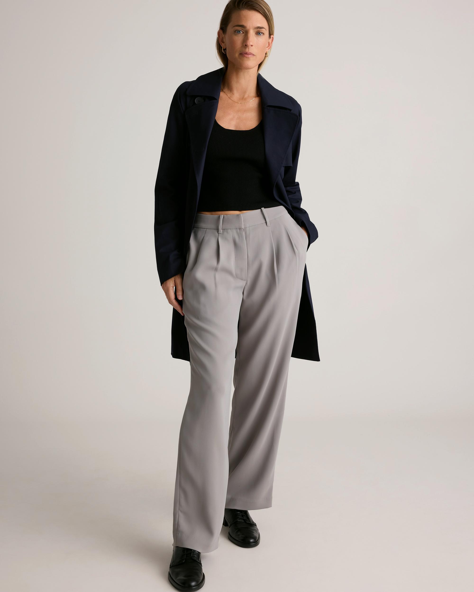 Quince | Women's Stretch Crepe Pleated Wide Leg Pants Recycled Polyester Product Image