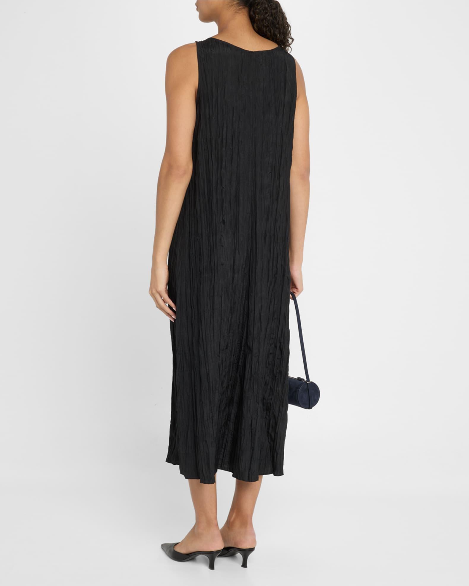 Sleeveless Crinkled Silk Midi Dress Product Image