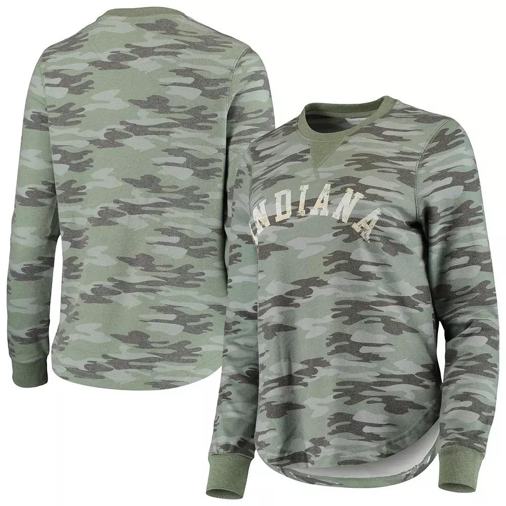 Women's Camo Indiana Hoosiers Comfy Pullover Sweatshirt, Size: XL, Green Product Image