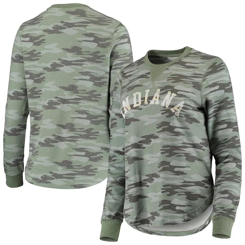 Women's Camo Indiana Hoosiers Comfy Pullover Sweatshirt, Size: XL, Green Product Image