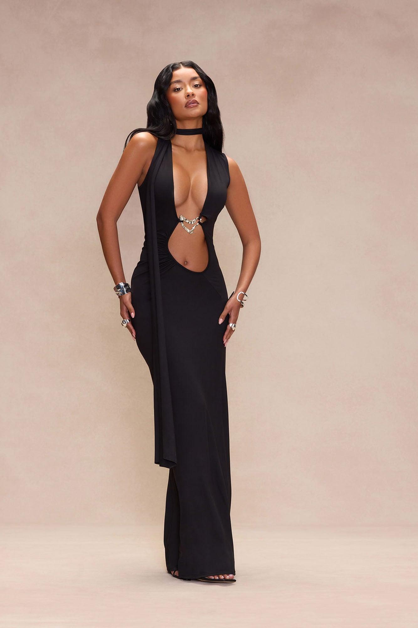 Saree Maxi Dress - Black Product Image