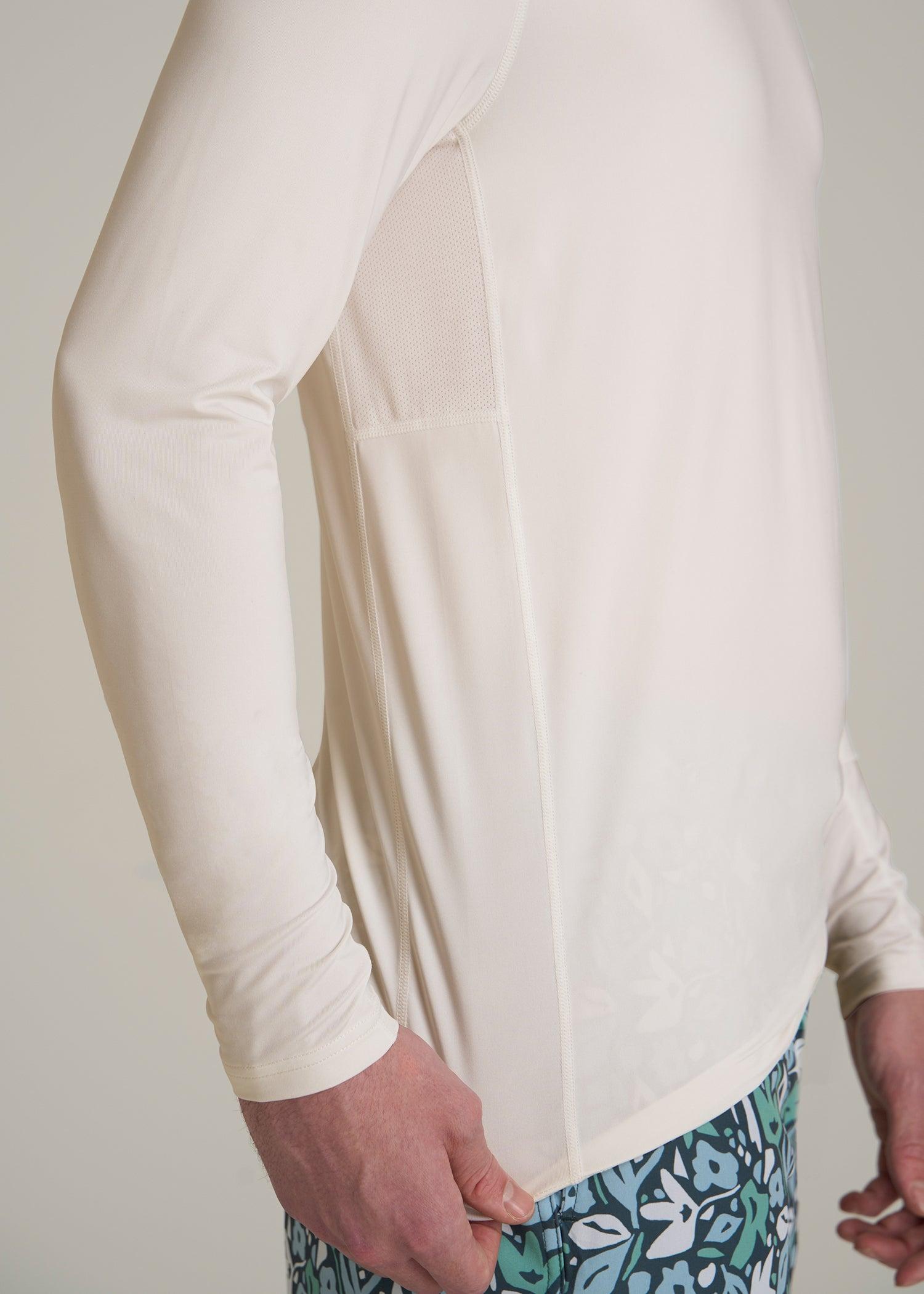Long Sleeve UPF 50 Rash Guard for Tall Men in White Alyssum Male Product Image