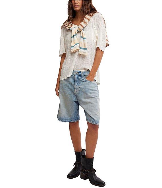 We The Free Montana Mid Rise Bermuda Denim Shorts Product Image