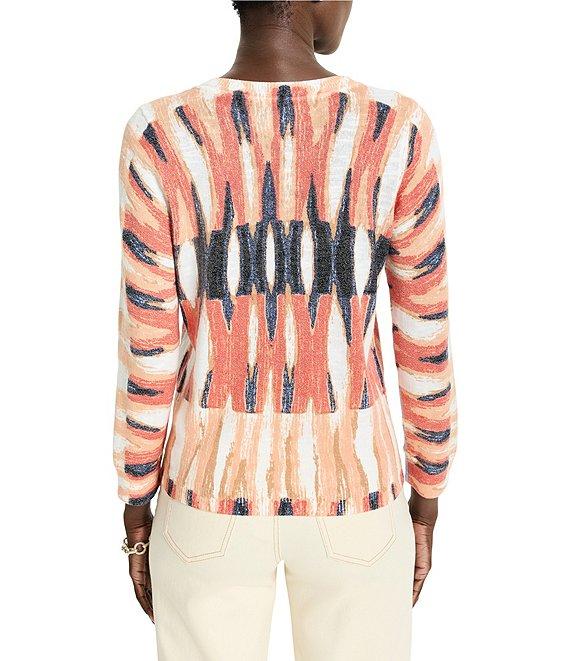 NIC + ZOE Criss Cross Slub Knit V-Neck Bracelet Sleeve Sweater Product Image