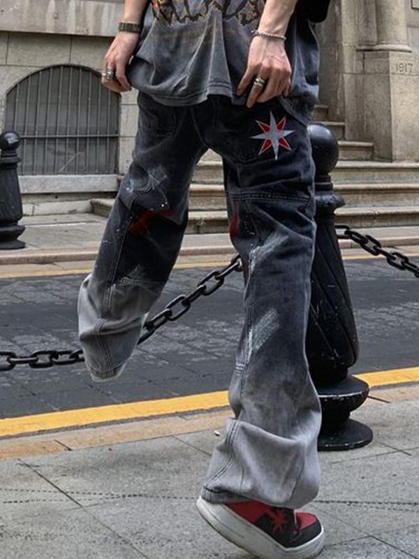 Men's Aged Loose Jeans Product Image