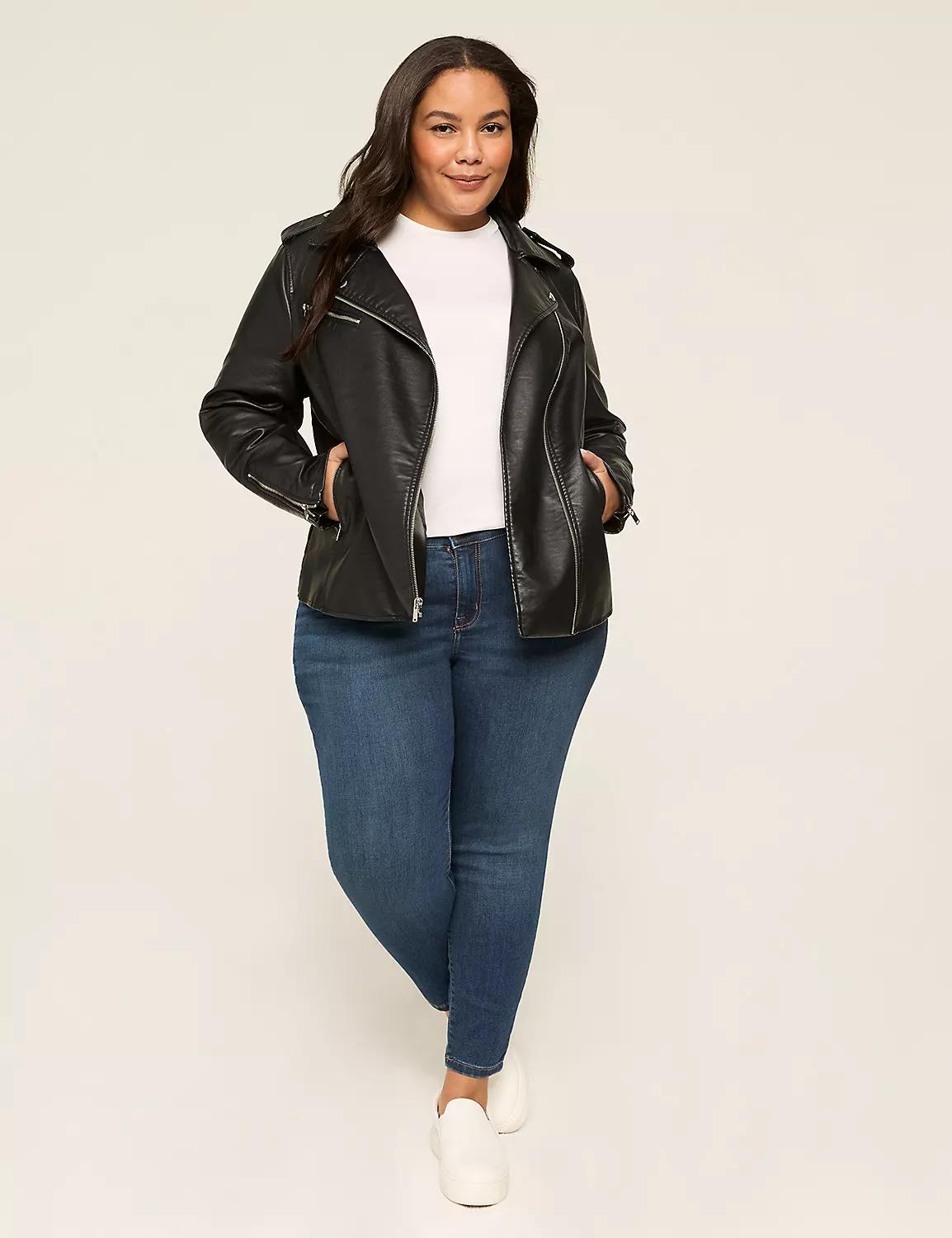 Faux-Leather Moto Jacket Product Image