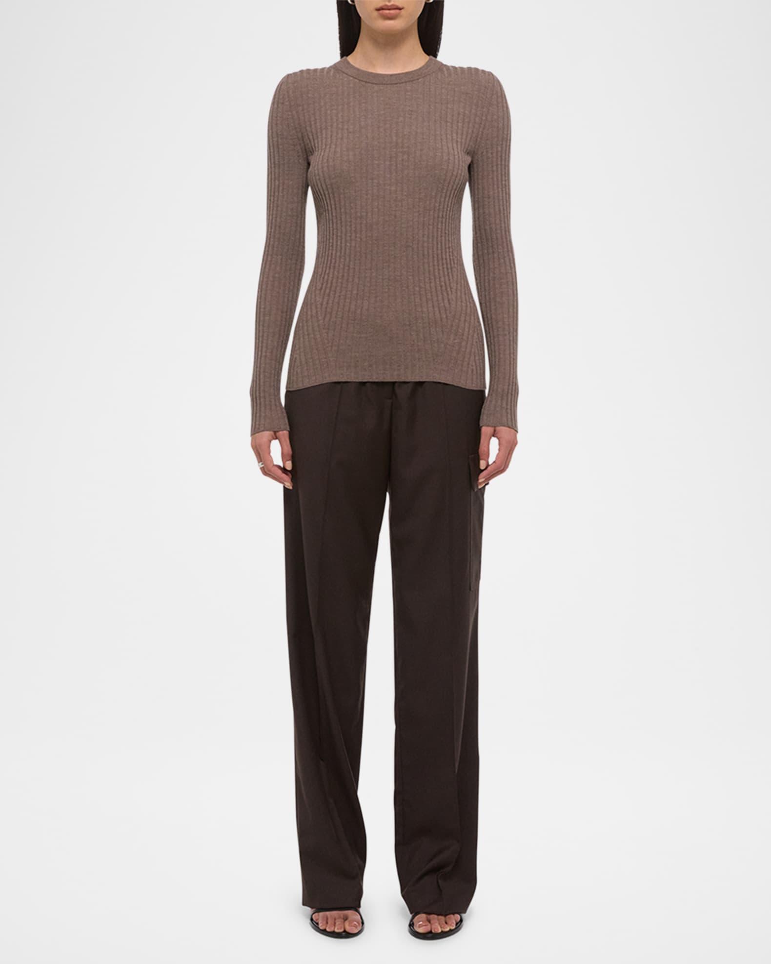 Open-Back Ribbed Wool Top  Product Image