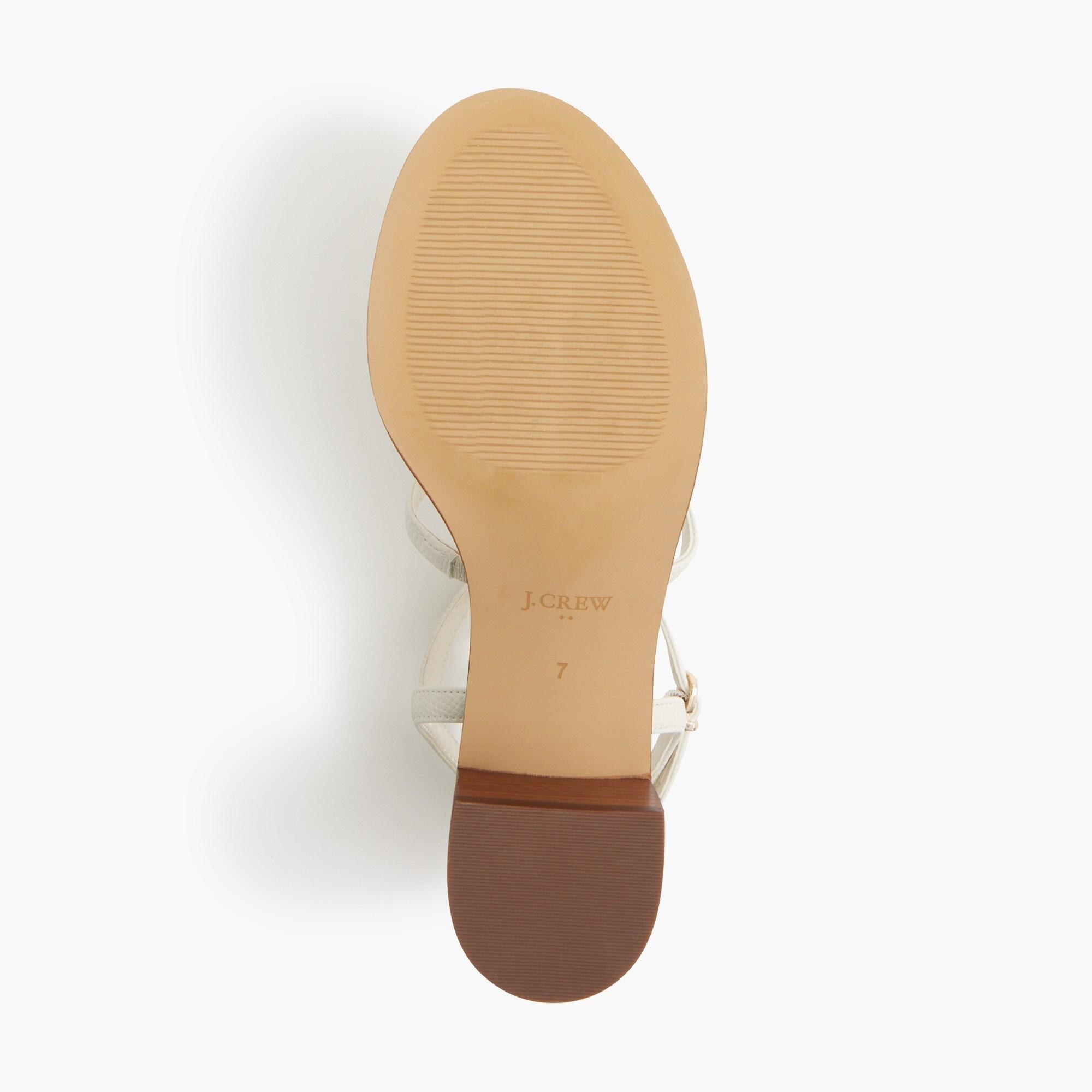 Textured T-strap heeled sandals Product Image