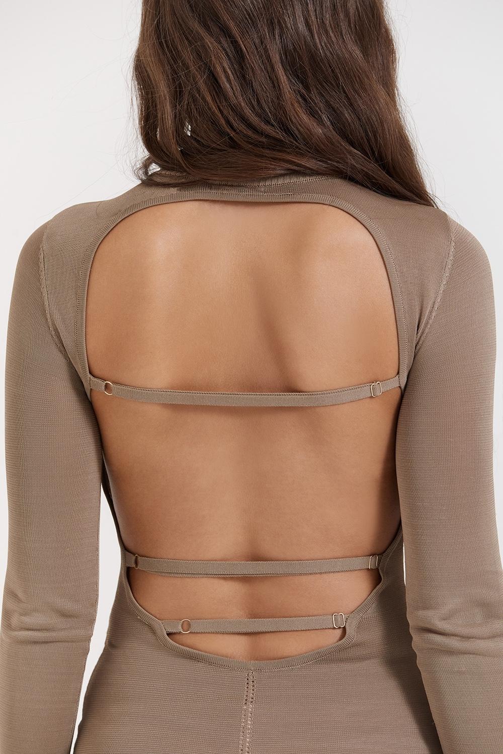 Roberta  tan knit midi dress Product Image