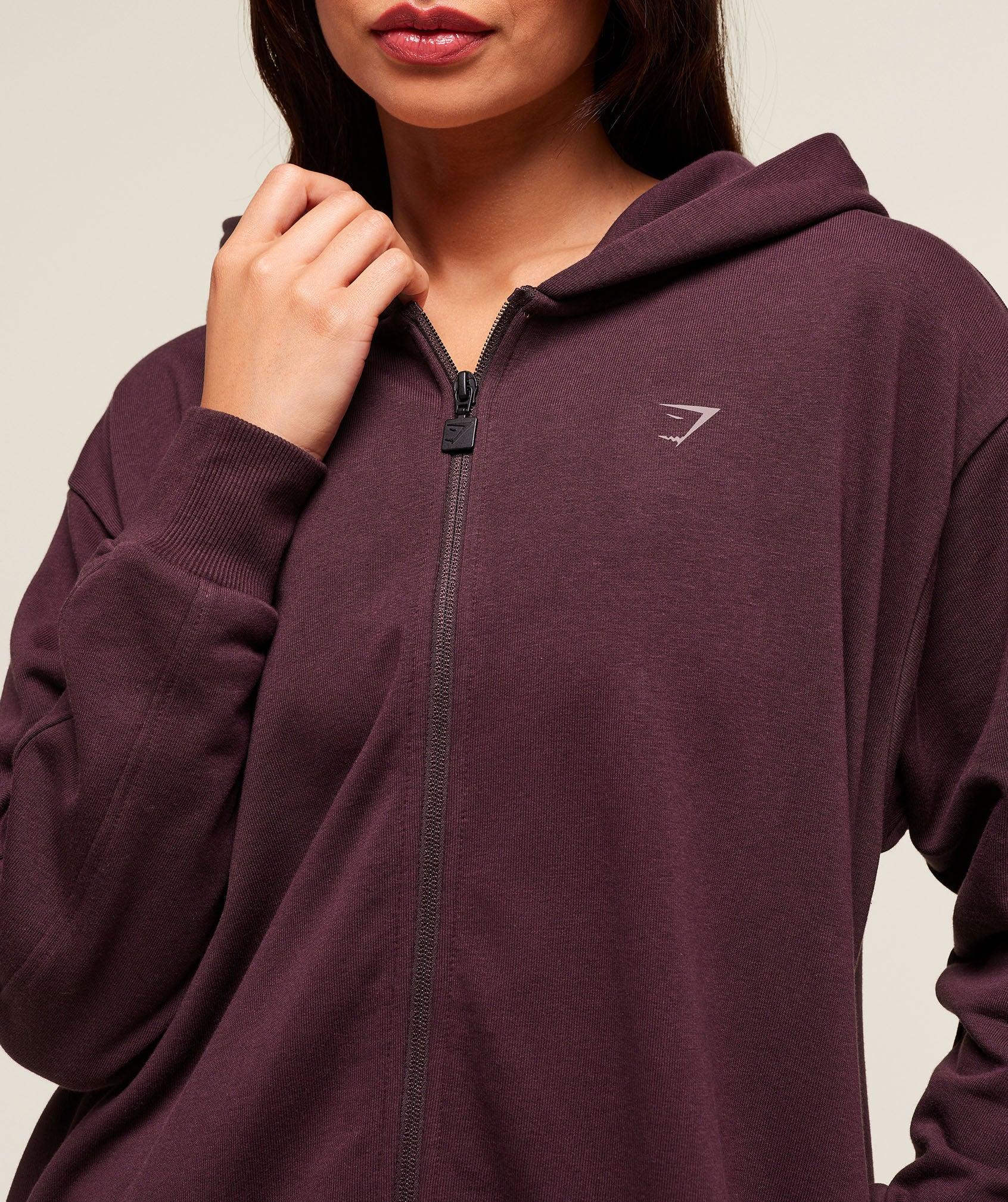 Gymshark Covered Longline Zip Up Hoodie - Cherry Purple Female Product Image