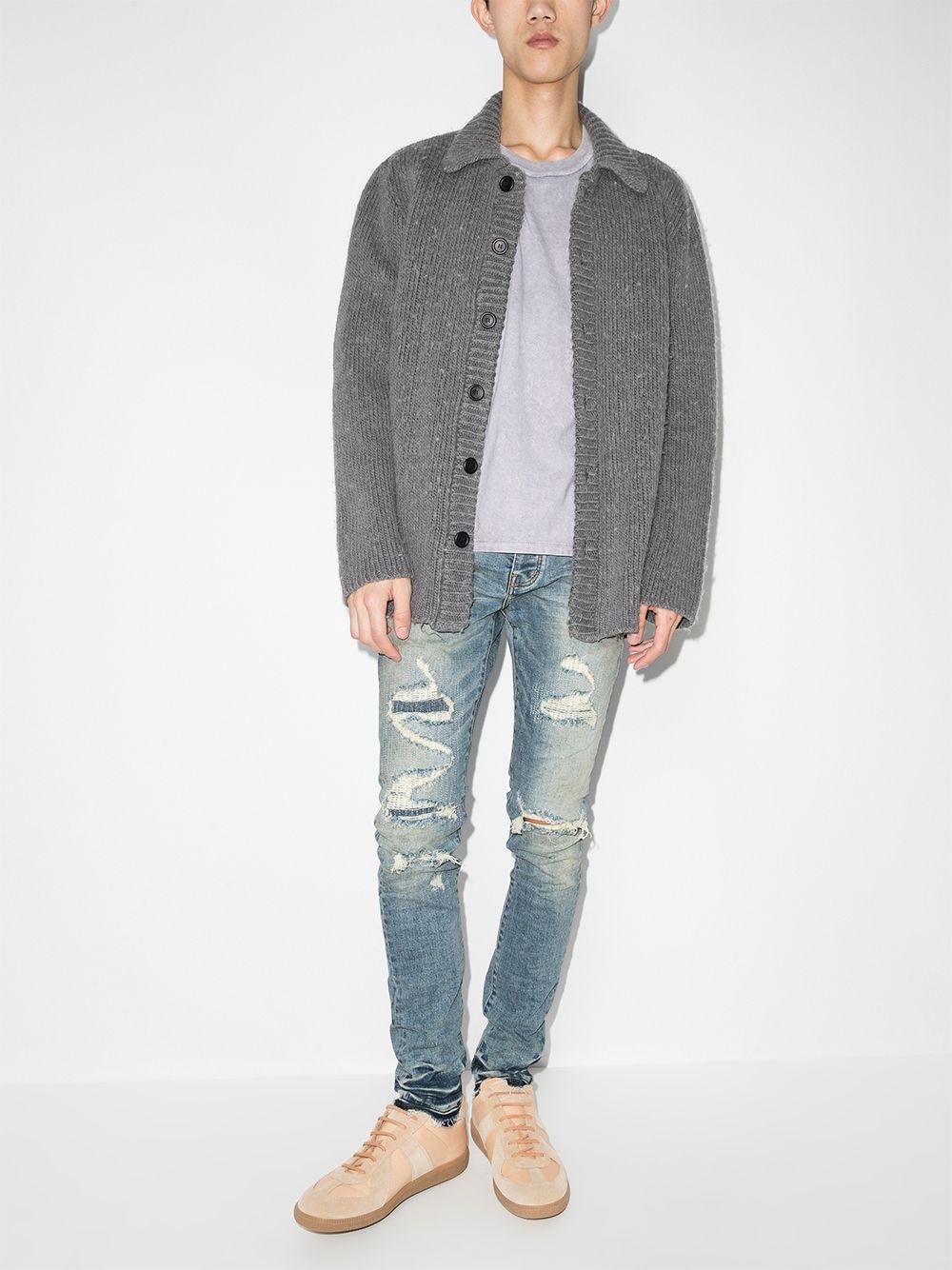 P001 Vintage distressed-finish skinny jeans Product Image