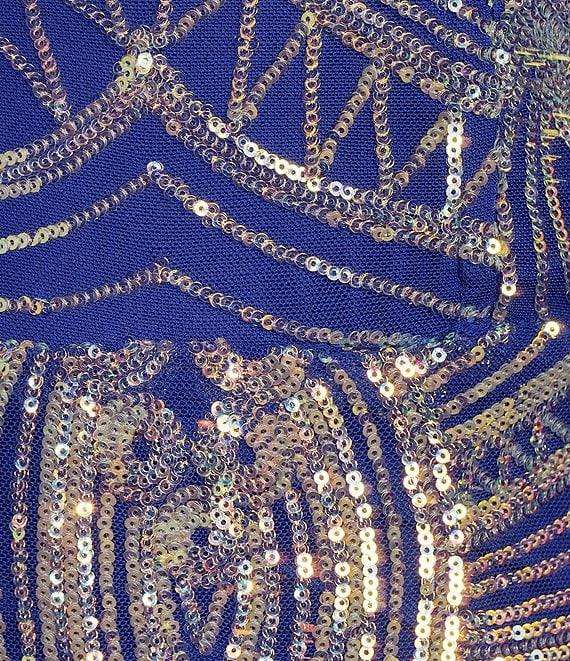 B. Darlin Sequin Patterned Sweetheart Neck Wide Strap Bustier Bodice Dress Product Image