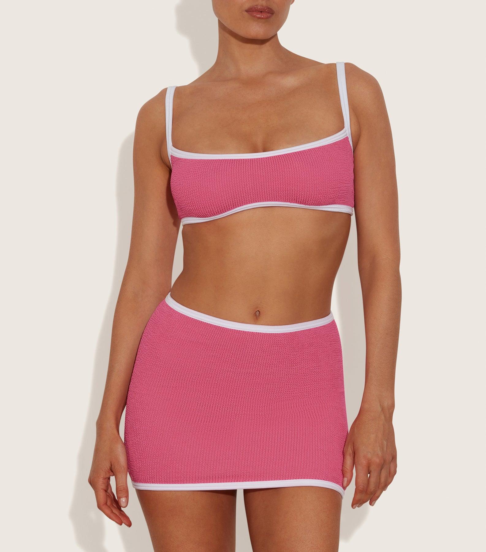 Mini Skirt/Tube Top - Candy Pink/White Product Image
