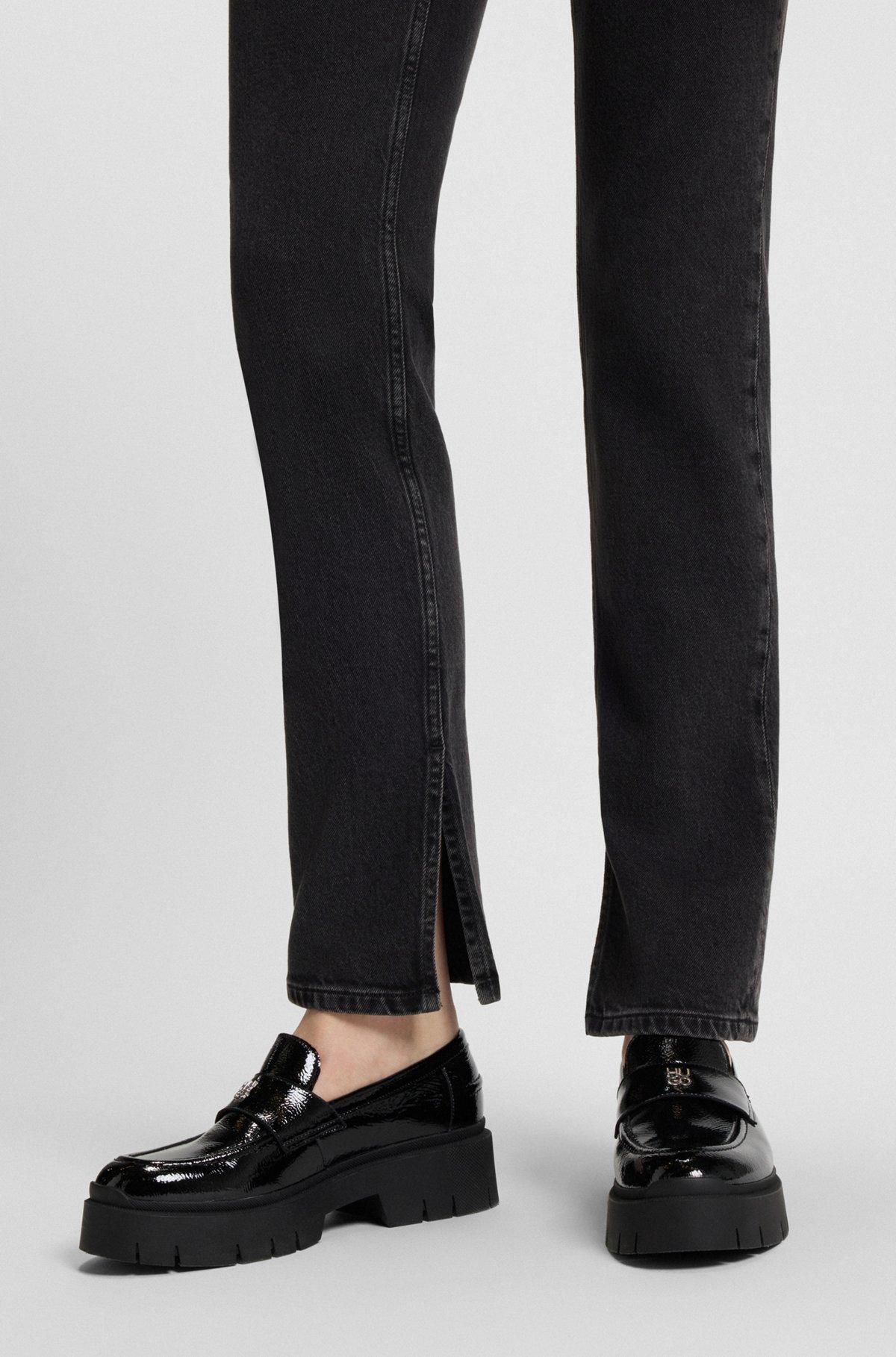 High-waisted slim-fit jeans in grey stretch denim Product Image
