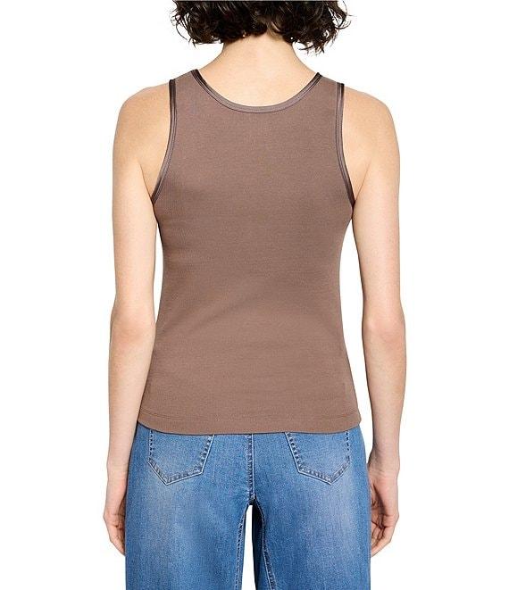 NIC + ZOE Trimmed Perfect Knit Ribbed Round Neck Sleeveless Tank Product Image