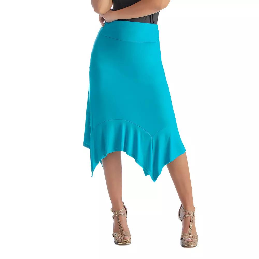 Women's 24Seven Comfort Apparel Elastic Waist Handkerchief Midi Skirt, Size: Large, Green Product Image